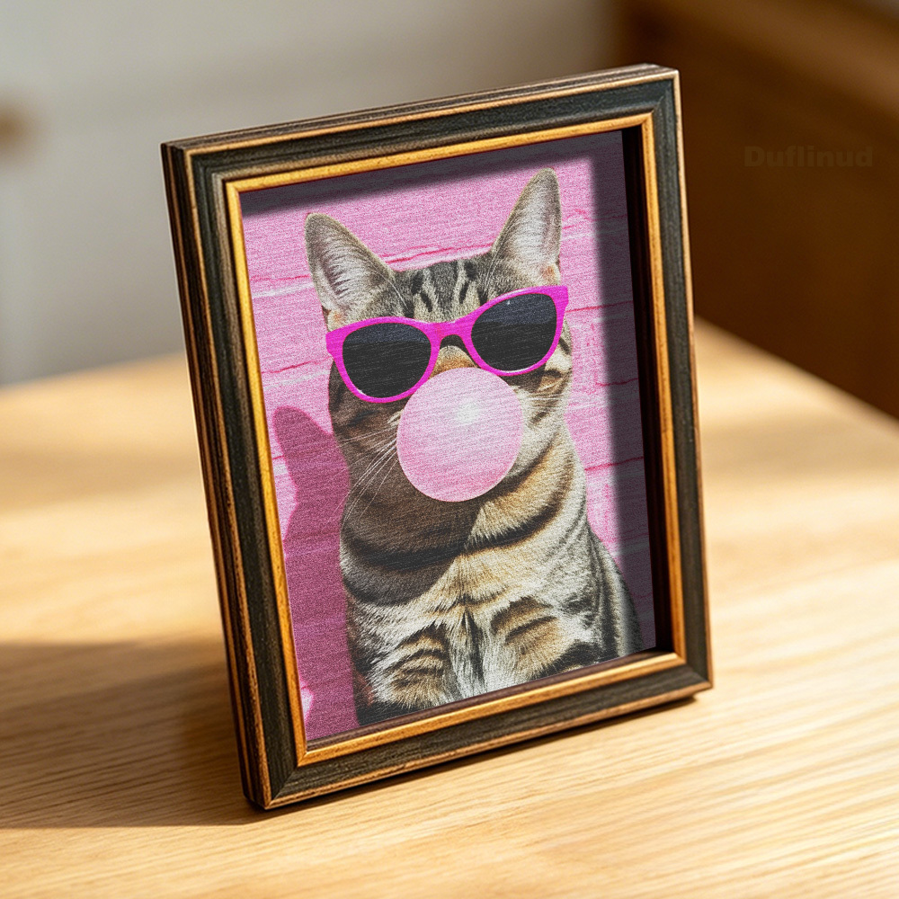 TEMU Fridge Magnet, Mini, Blowing Gum, Wearing Pink Sunglasses, Cute And Design, Wooden Fridge Magnet, Fun To Your Kitchen Refrigerator Door, Perfect