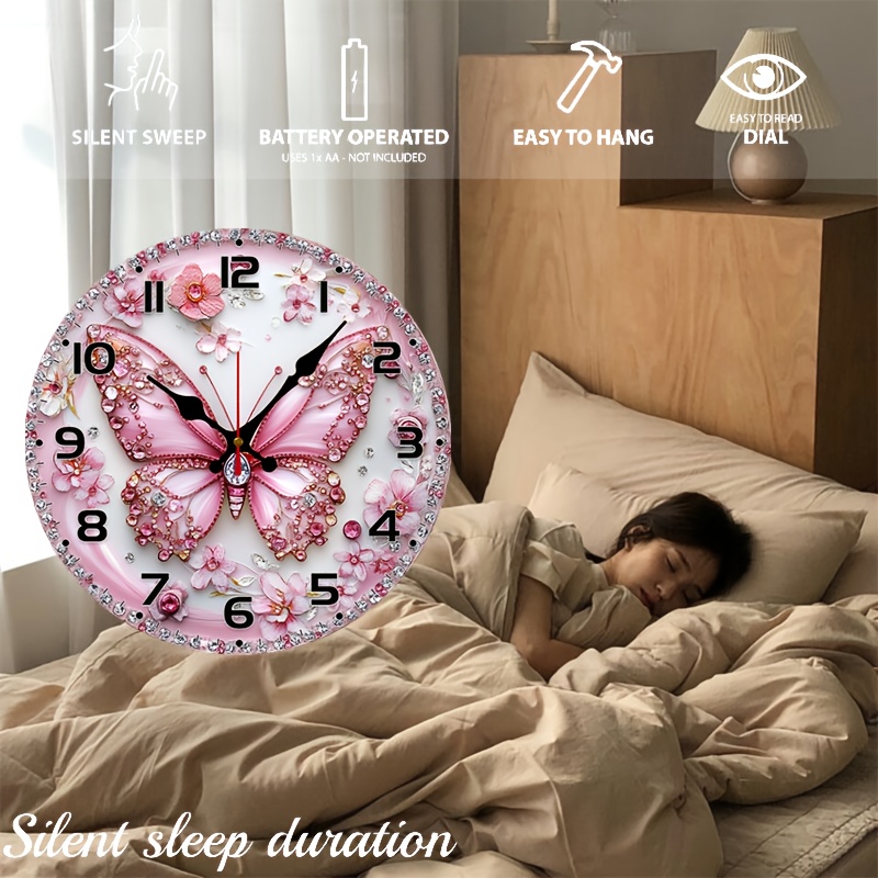 TEMU 1pc Of A 10-inch Wooden Flat Diamond Design Wall Clock, Measuring Cm, Featuring A Round Shape In A European And . This Silent Clock Does Not