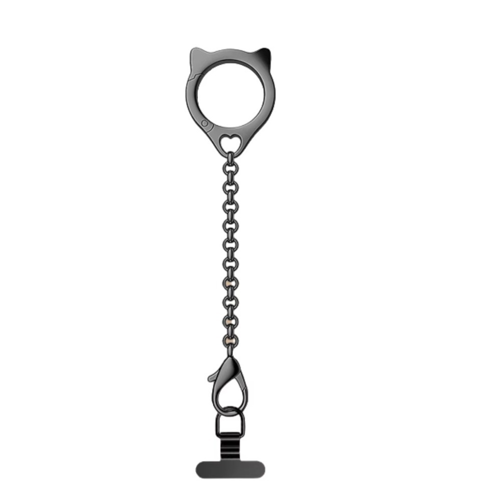 TEMU Cat Head Metal Phone Case With Lanyard And Detachable Ring Multi-functional Chain Cell Phone Strap Accessory