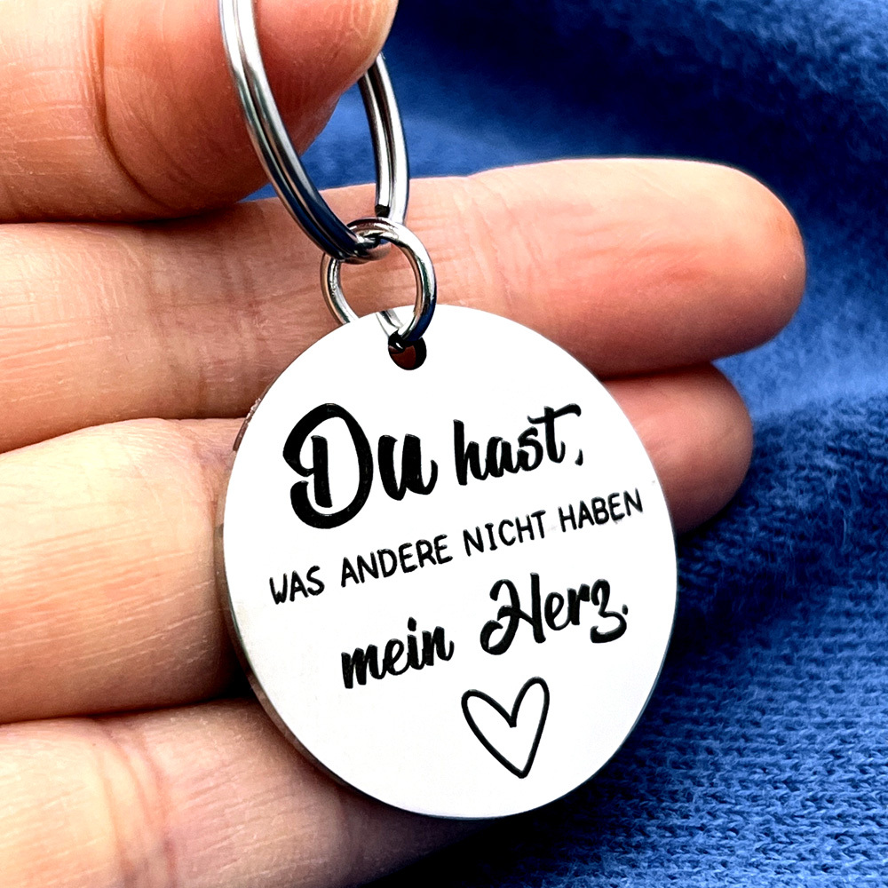 Image of Compact Size| Elegant Stainless Steel Keychain With 'i Love You' Engraving - Perfect Valentine's Day Gift For Husband Or Boyfriend, , Durable Material