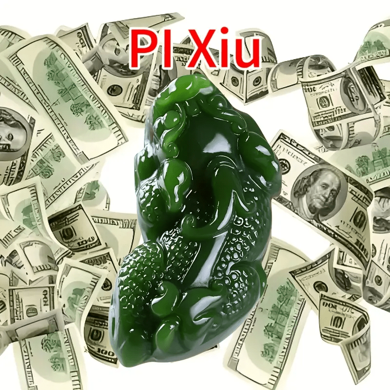 Unisex Green Pi Xiu Pendant, Bohemian Style for Casual Attire