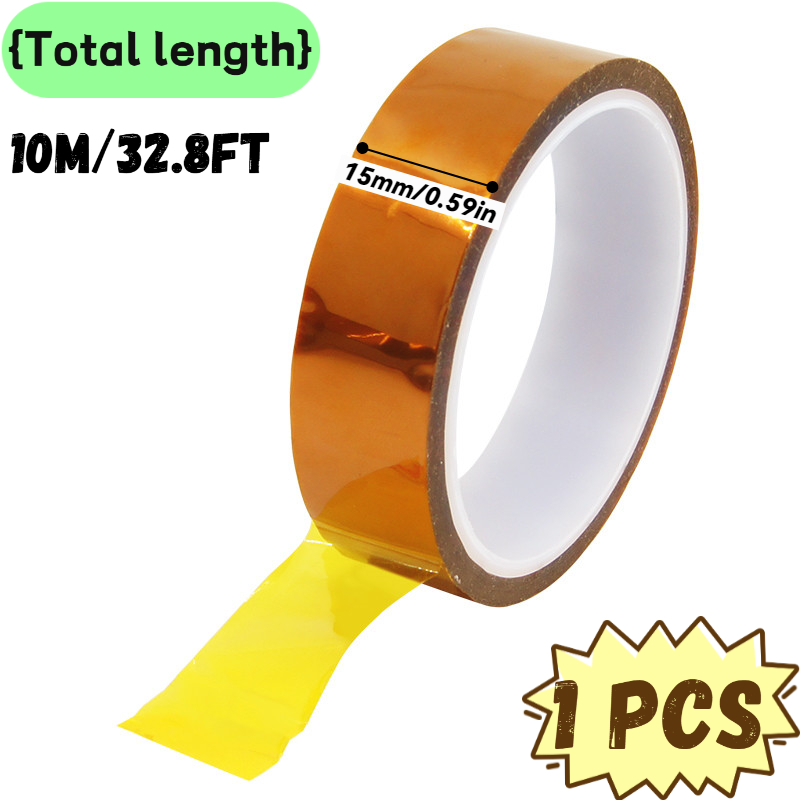 TEMU 10m/32.8ft High-temperature Resistant Polyimide Tape 15mm Wide Insulating Tape Electronic Soldering Masking Industrial High-temperature Adhesive