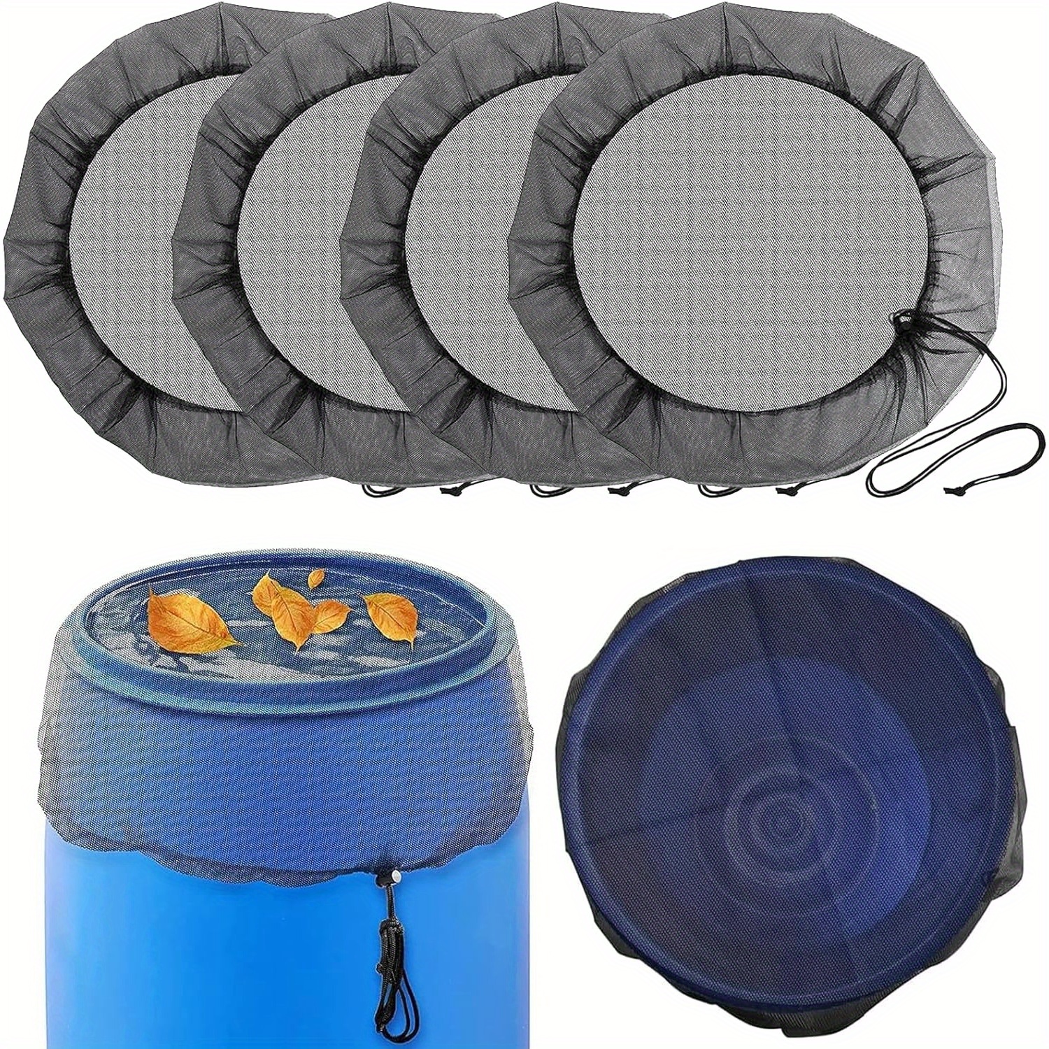 TEMU Rain Barrel Net, 4pcs Of Rain Barrel Covers, Lid For Rain Barrel With Elastic, Adjustable Rain Barrel Cover 95cm, Weather-resistant, Protection,