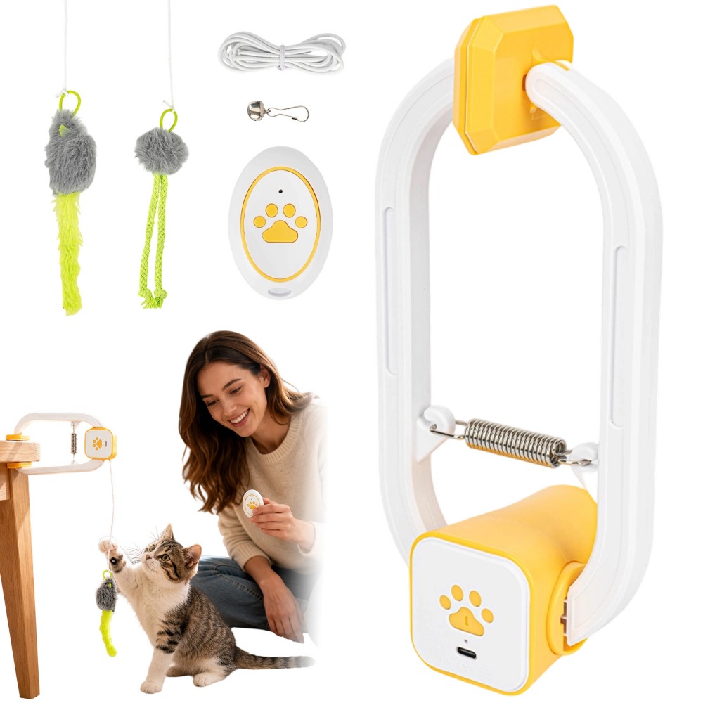 Image of Door-mounted Swing Cat Toy - Interactive Hanging Cat Tree With Swingable Motion, Lightweight Plastic Suitable For Breeds & Kittens, For Household Cats, Door Installation, Daily Amusement Accessory