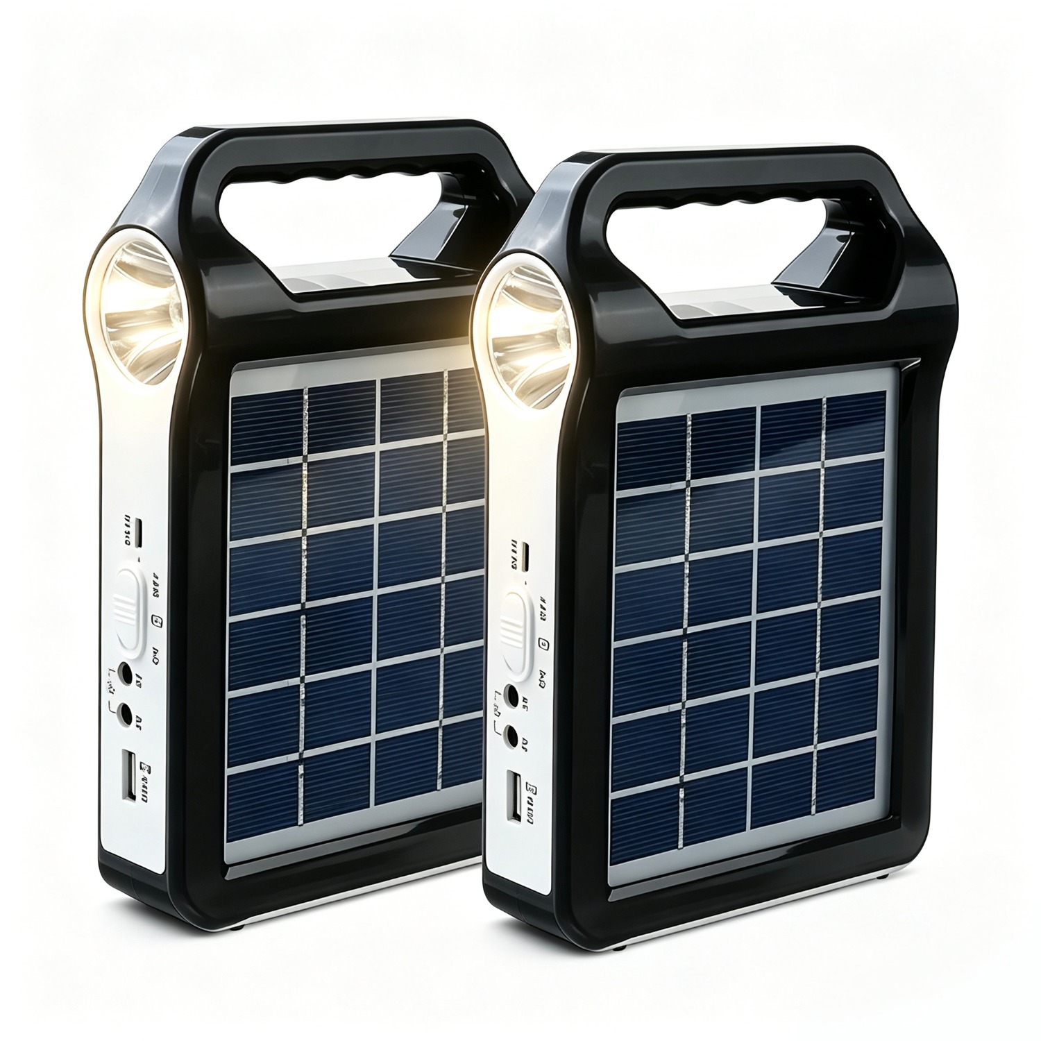 TEMU Lot de 2 panneaux de charge solaire, chargeur d' solaire portable avec lumière LED intégrée pour de camping air et la charge d'appareils