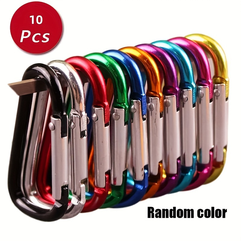 TEMU Random Color Aluminum D-ring Keychain 10pcs | Outdoor Camping Hiking Accessories | Fishing Keychain (
