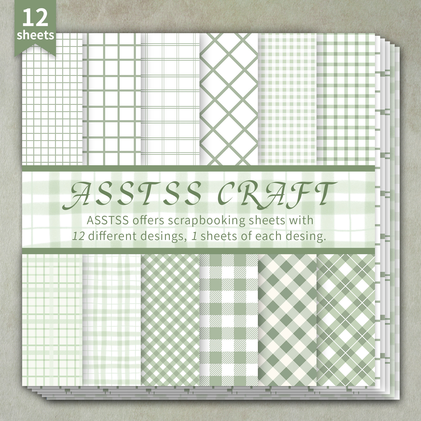 TEMU 12-sheet Asstss 6*6-inch Scrapbooking Paper Pad, Light Green Minimalist Style Backing Paper Supplies, Heavyweight Cardstock For Journaling,