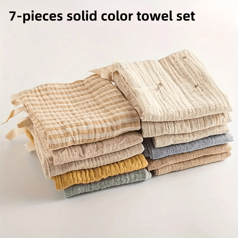7-pieces Hand Towel Solid Color Hand Towel Set- Super Absorbent, Lightweight Cotton Kitchen And Bathroom Towels