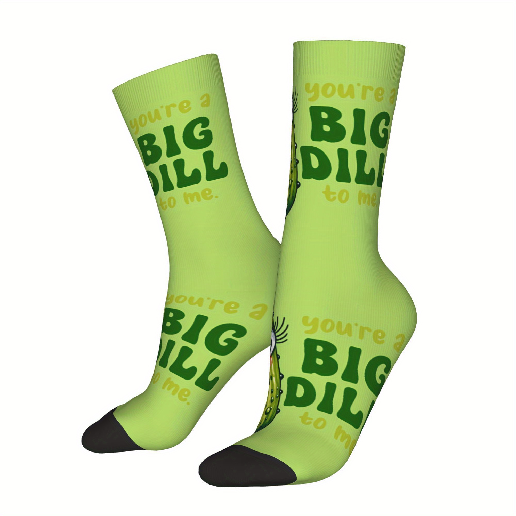 TEMU 1pc Pickle Men's Socks Novelty Crew Sock Pattern Printed