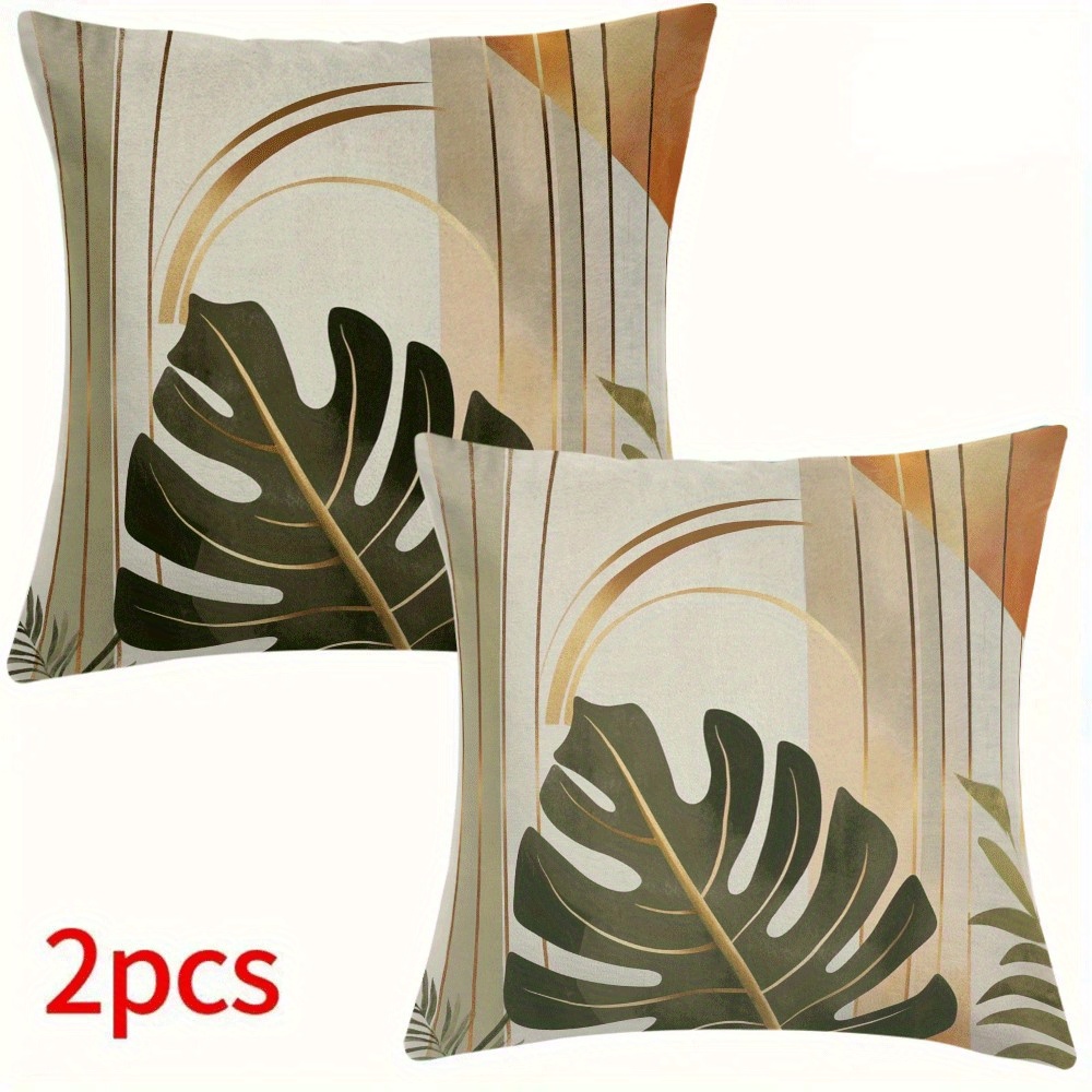 2pcs boho chic 18x18 waterproof pillow covers with invisible zipper   living room bedroom decor outdoor use details 9