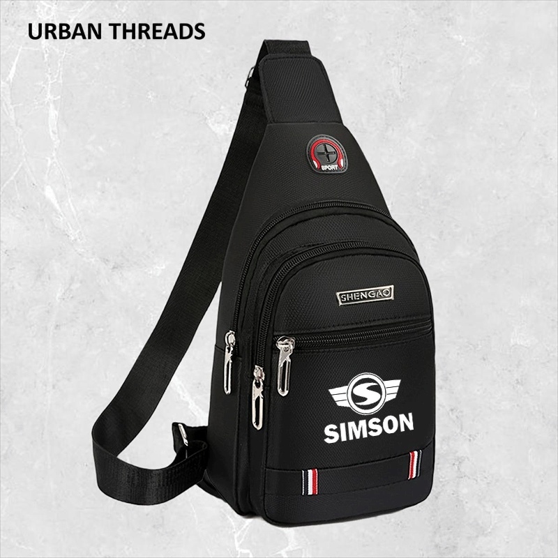 E-shop 1 Stück Logo Gedruckte Umhängetasche & Brusttasche, Verstellbarer Gurt Leichter Oxford-Stoff Daypack, Casual Unisex für Männer & Frauen, mit