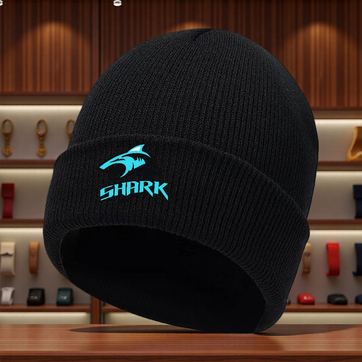 TEMU 1pc With Shark Graphic Design Hip Hop Street Skiing Daily Casual Acrylic Ted Hat Brimless Warm Stretchy Foldable Cold Proof Autumn Winter Unisex