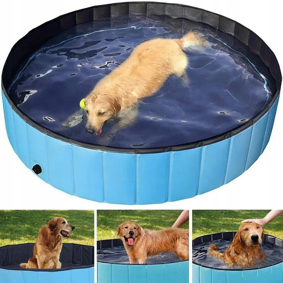 Image of Pet Swimming Pool Foldable Large, Pvc Dog Pool With Low Drain Hole, Portable Paddling Bathtub For Outdoor Indoor Use 100x30cm