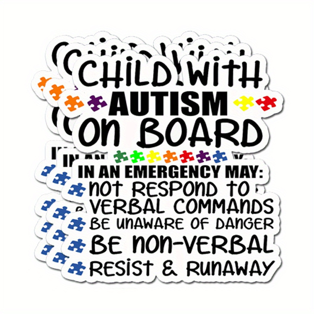 TEMU 2d Flat Floatinga Set Of 3 Paste Stickers Showcases A 5- Inch Child With Autism. Designed To And