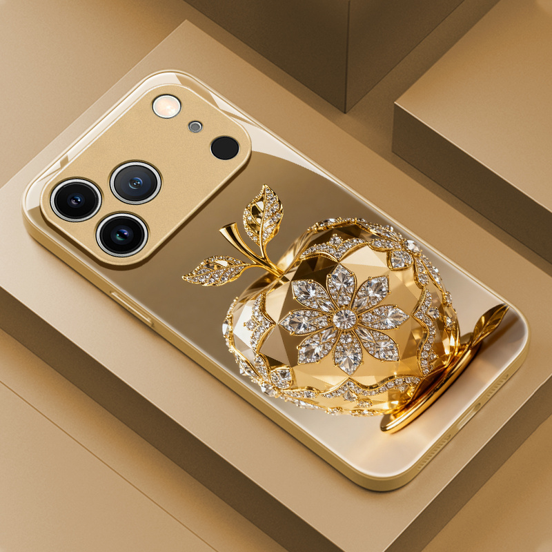TEMU Phone Case: High-end Light Luxury Diamond Pattern Glass Phone Case, Suitable For Iphone 17/17 Pro Max/17 Air/16 Pro Max/16e/15/14 Plus/13
