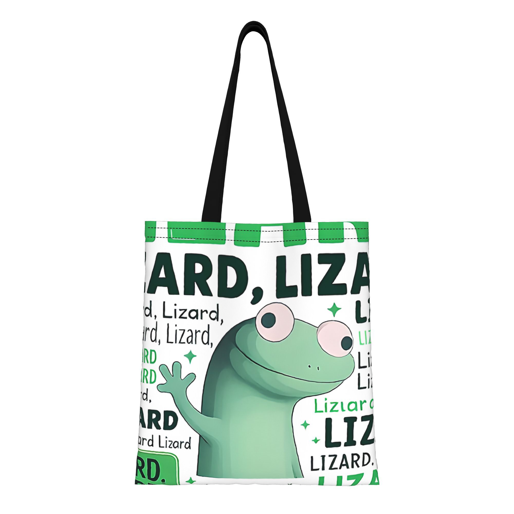 TEMU 1pc Lizard Lizard Lizard Meme 1 Canvas Tote Bag - Spacious, Sturdy Shoulder Strap, , Hand Washable - Ideal For Daily Use, Unique Fashionable