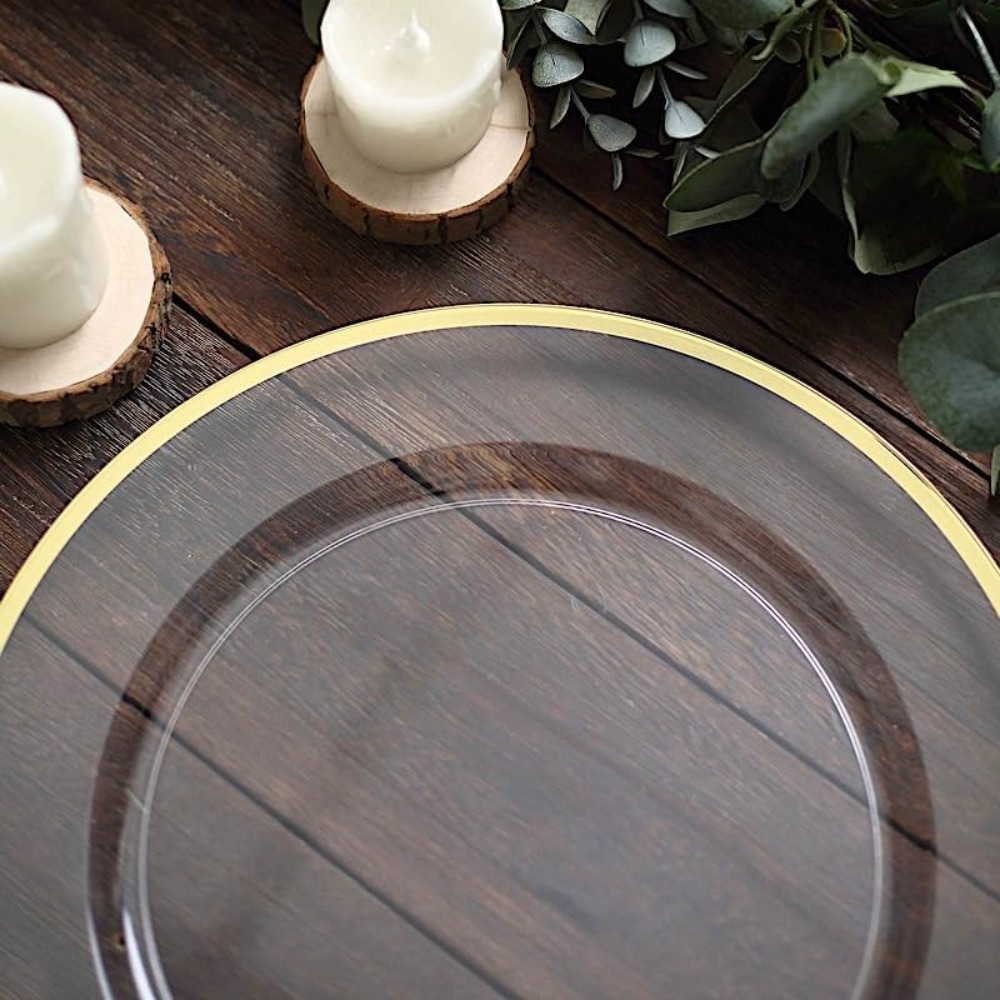 3 clear 13in round heavy duty plastic charger plates   party events tableware home decorations supplies