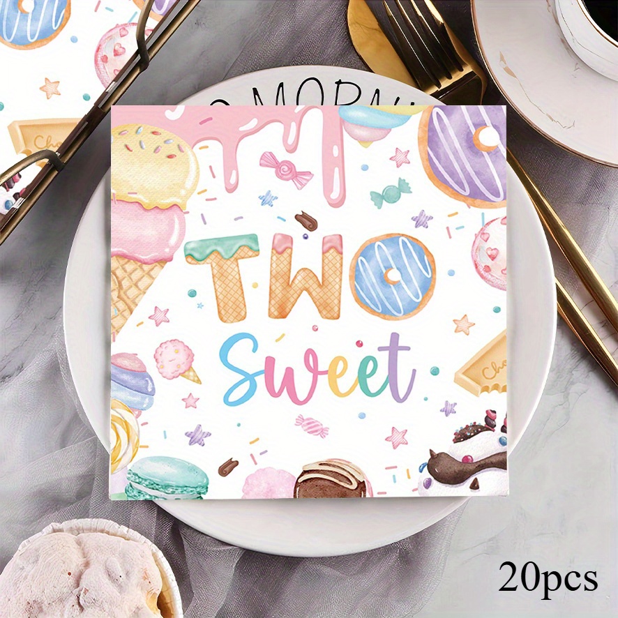 Image of 20-pack 2nd Birthday Party Paper Napkins, Disposable Dessert Party Napkins, Party Supplies, Party Decorations, Holiday Decorations, Holiday Supplies For Halloween、christmas