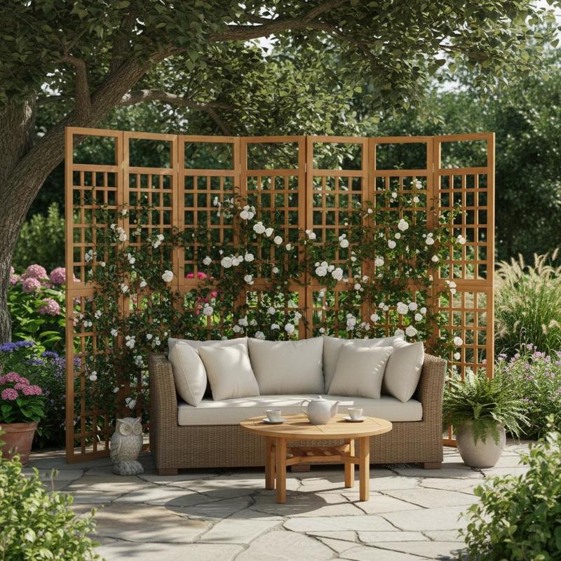 Trellis/screen 5pcs Solid Fir Wood 201.5x180 Cm, Festive Atmosphere, A Must-have For Spring, And