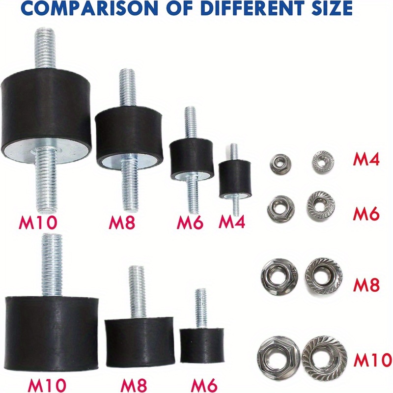 4pcs m8 30 x 20mm rubber isolator mounts double studs shock absorber with 8pcs locknuts, cylindrical   isolation   mounts for compressors pumps generators motor engines, machinery  , engine mounting solution,   isolator, durable shock absorber,    , reinforced construction, vibration dampening system, industrial maintenance, equipment installers Product details 2