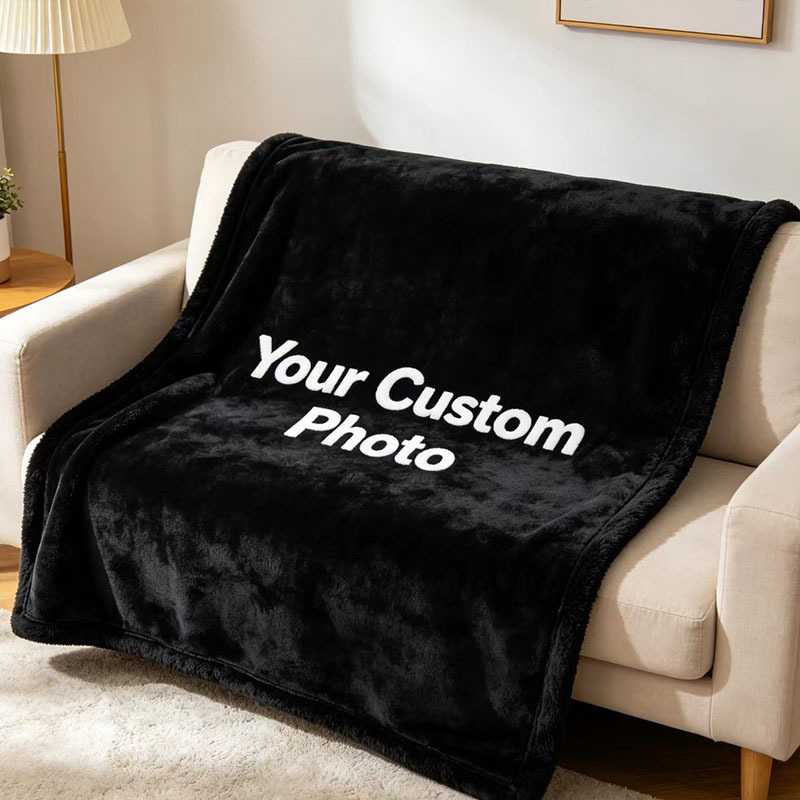 TEMU 1pc Personalized Custom Blanket With Photo And Text, Custom Blanket, Fleece Blanket, Birthday, Halloween, Christmas, Custom Picture Blanket,
