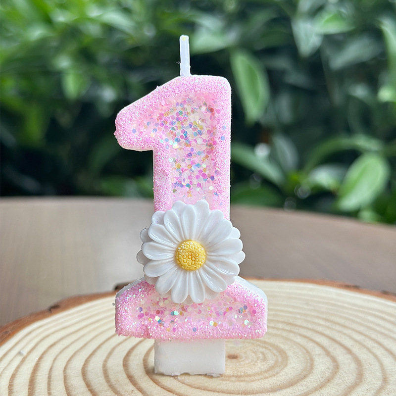 Creative White Sunflower Number Birthday Candles For Cake Decoration, Featuring Numbers 0-9 For Party Decor