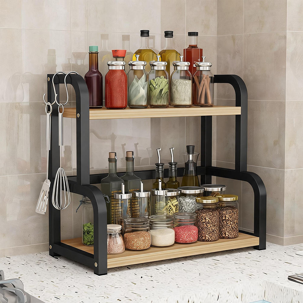 2-tier Storage Rack, Kitchen Shelf Organizer For Kitchens Dining Rooms Bathrooms Living Rooms Easy Assembly, Utility Racks