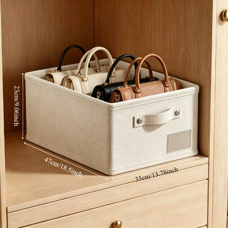 TEMU 1pc Upgraded Fabric Handbag Storage Box, Breathable And Dust-proof Material Protects Handbags From Moisture And Deformation, Partition Design
