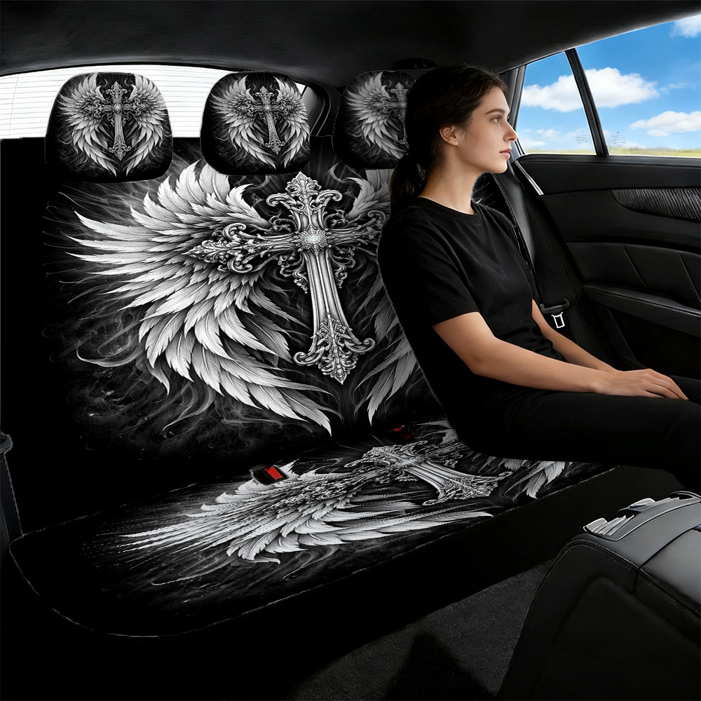 Image of 5pcs Wing Seat Covers, Suitable For Rear Seats, Stylish And , Made Of, Suitable For Most Cars Including Sedans And Suvs, Automotive Accessory For Women, Holiday Gift.