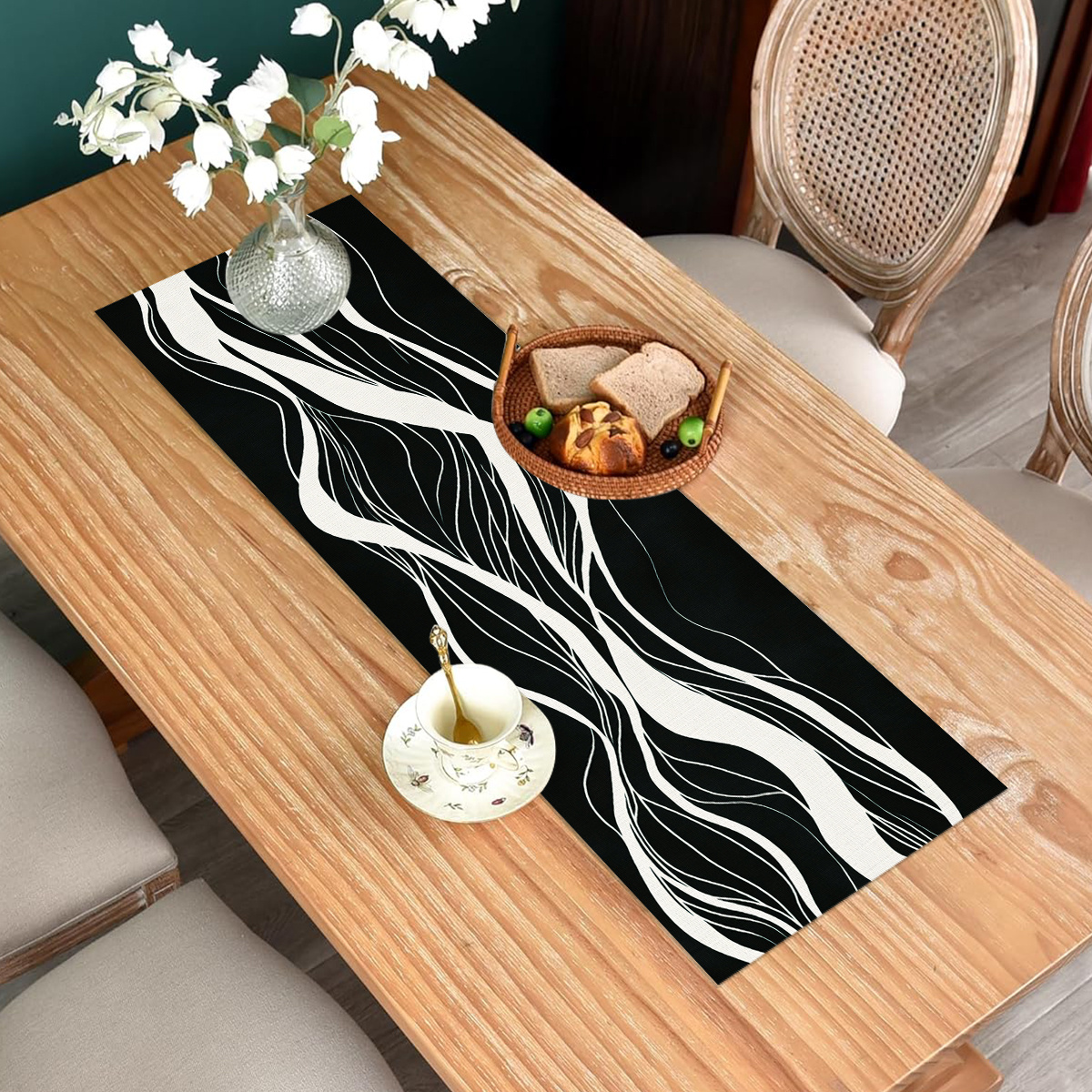 TEMU 1pc de Mesa Abstracto y - Diseño Moderno Elegante para Decoración de Comedor, Sofisticada, Regalo para San Valentín y , Tela de Poliéster