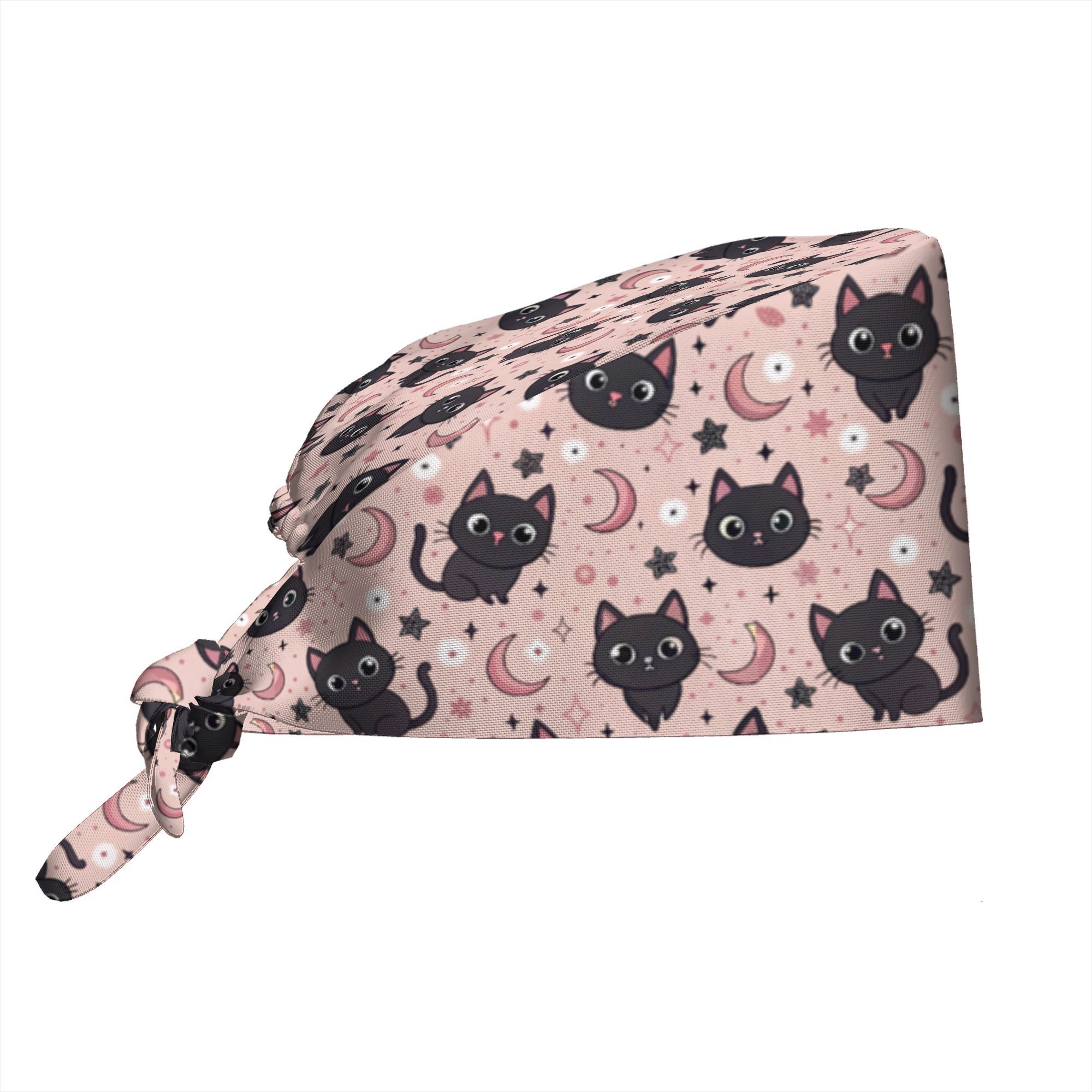 TEMU 1pc Black Cat Printed, Men's And Women's Chef And Nurse Work Hats, Holiday Accessories, Artistic Headscarves, The For Gifts