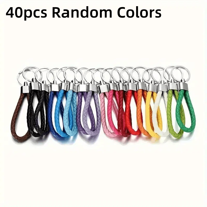 E-shop 40er-Pack zufällig farbige geflochtene Seil-Schlüsselanhänger-Set mit robuster Metallschnalle, geeignet für -Accessoires,