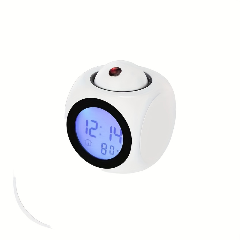 TEMU Digital Projector Alarm Clock | Ceiling Display, Pause Function, Voice Multifunction, Temperature Display, Plastic Material, Square Shape,