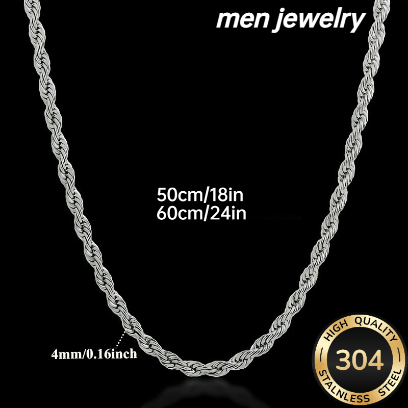 Minimalist 4mm Twisted Clavicle Necklace, Unisex Stainless Steel