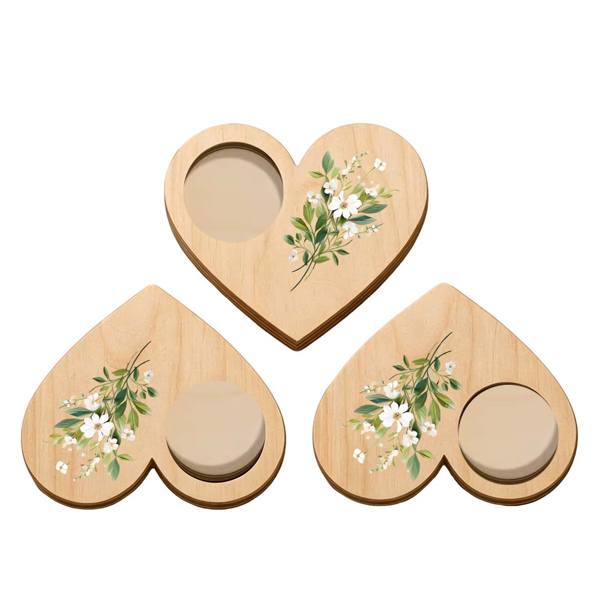 TEMU 3- Retro Heart Wooden Candle Holders, Beautiful Floral Decorations, Home Tabletop Ornaments, Warm Room Decor, Gift For ' Birthday And Ceremony