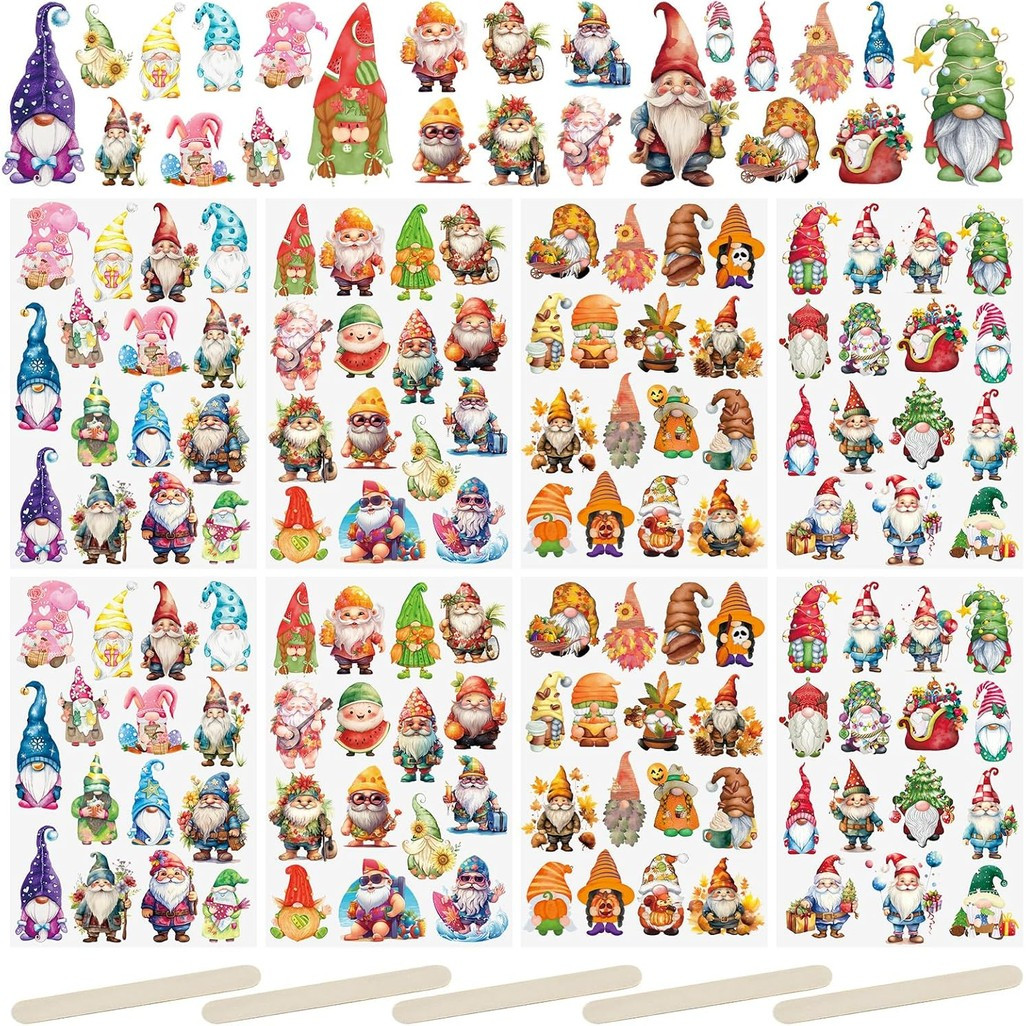 Image of 16 Sheets Rub On Transfer Sticker, Dwarf Theme Transfer Decals Christmas Stickers For Greeting Cards Gift Wrapping Decoration, 4 * 6in Craft Supplies & Sticker