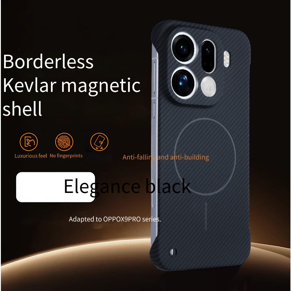 TEMU Custodia per telefono - Custodia magnetica con texture in fibra di carbonio per ricarica, per Oppo FIndX9/9Pro, ultra , senza bordi