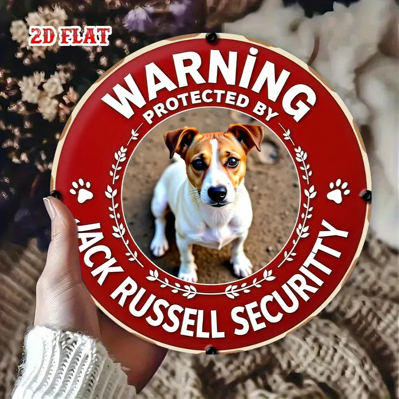 TEMU 2d Flat, 1pc Terrier Warning Sign Pet Round Wooden Door Sign Suitable For Courtyard Gate, Pet Shop, Cafe, , Dog House Wall Decoration, Fun