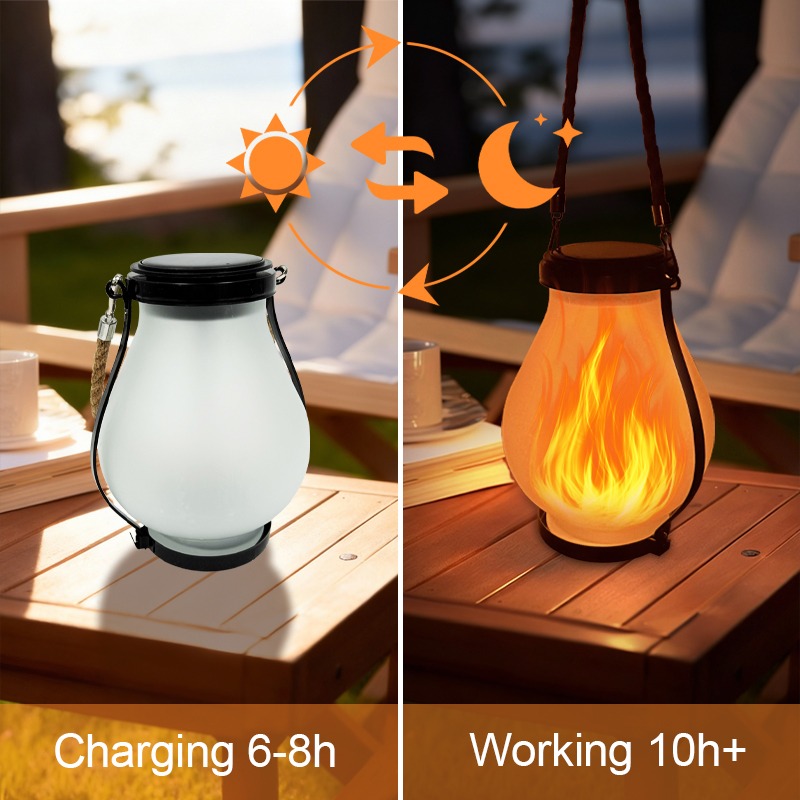 Solar Lanterns Outdoor with Realistic Flickering Flame