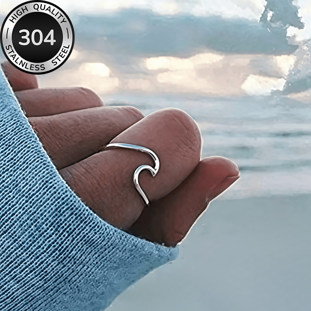 Wave Ring, Hypoallergenic Stainless Steel, Elegant Daily Wear