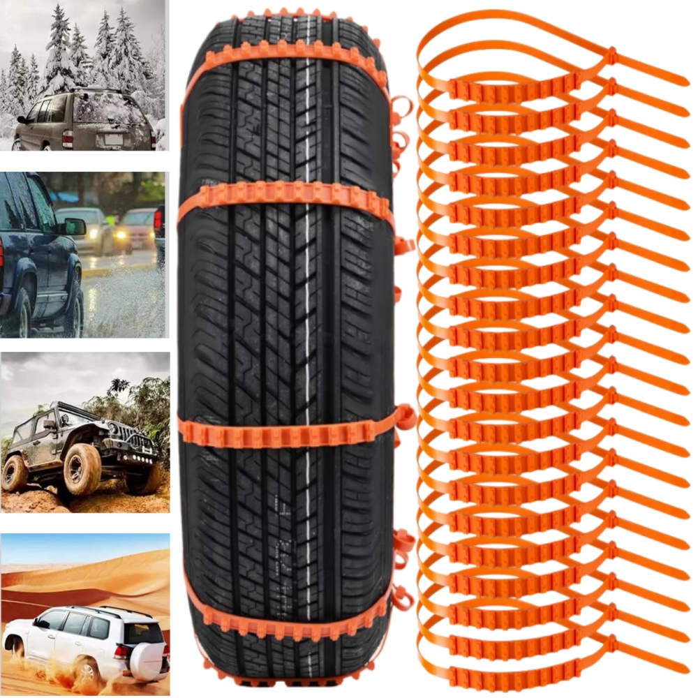 Image of 32pcs Snow Tire Chains, Nylon Cable Ties, , For Car, , Suv, Mowers, Synthetic Rubber, Winter Driving Safety Accessory