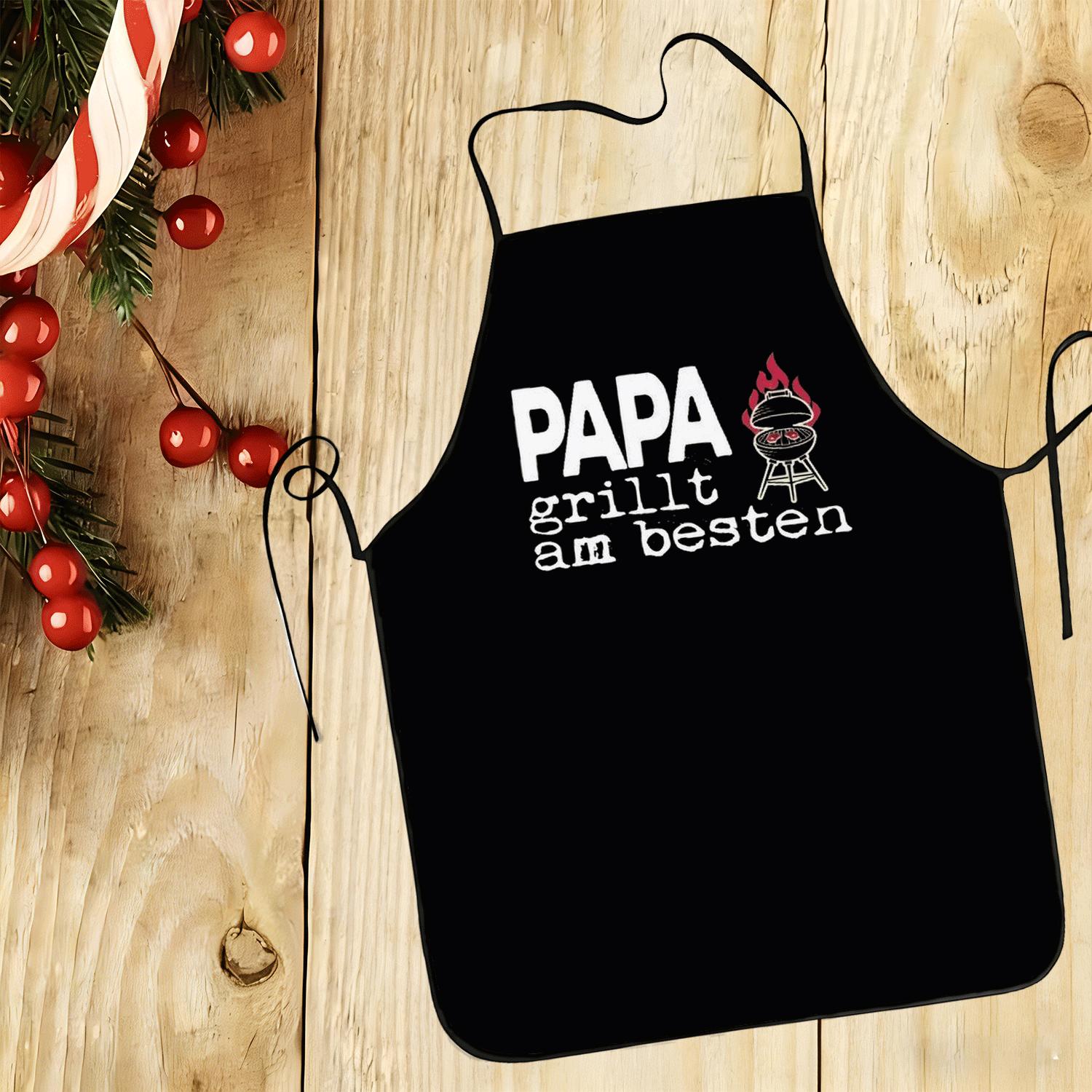 E-shop Papa-Grillt-Am-Besten-Der-Beste-Griller-Im-Ort, Schürze mit Muster – Langlebige, bequeme lustige Unisex-Kochschürze als Geschenk für Mama Papa,