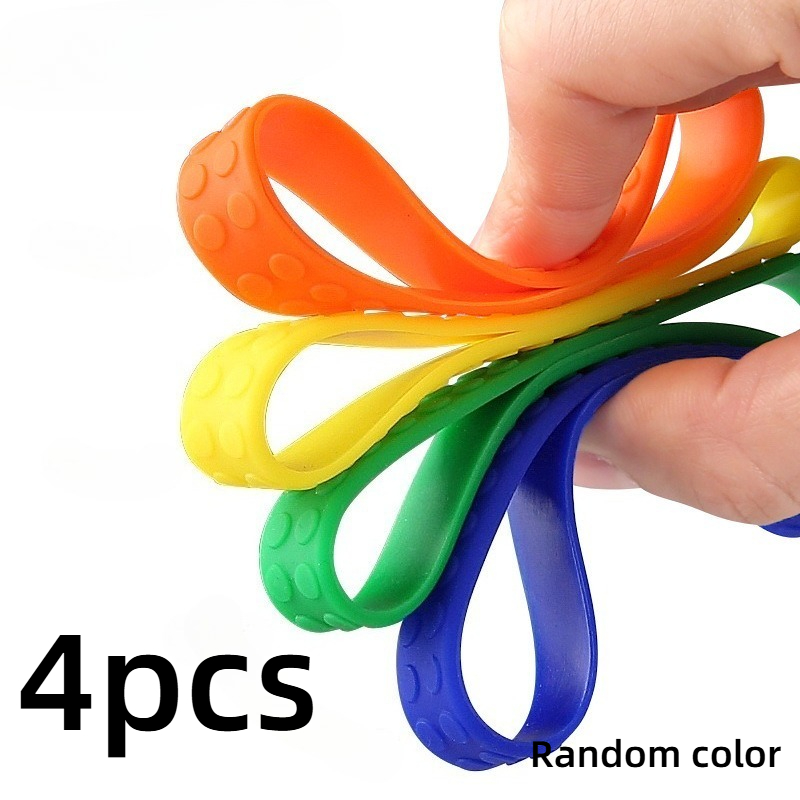 4pcs Random Resistance Band For Hallux Valgus Big Toe Training And Stretching, Macaron Silicone Wristband