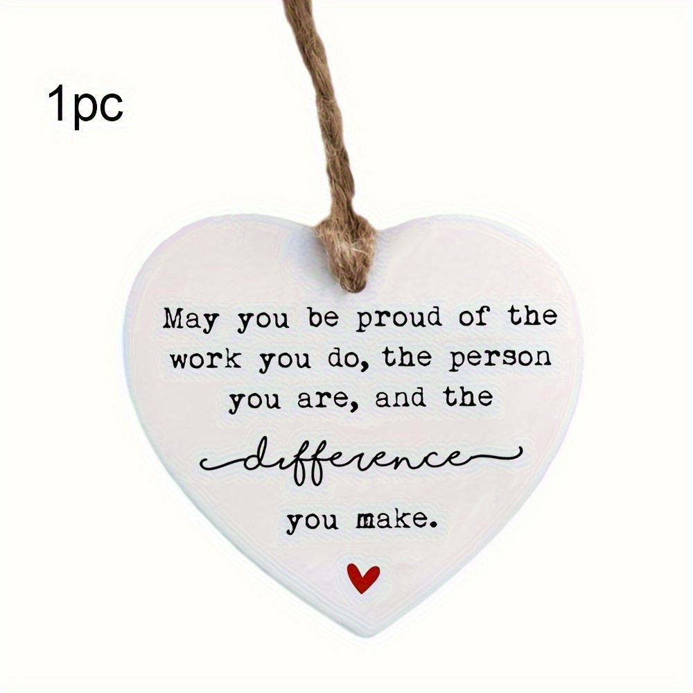 TEMU 2d Flat - 2d Heart-shaped Acrylic Pendant - An Gift For Retirement, Gratitude, Or Team Appreciation, Featuring Motivational Messages - Measuring