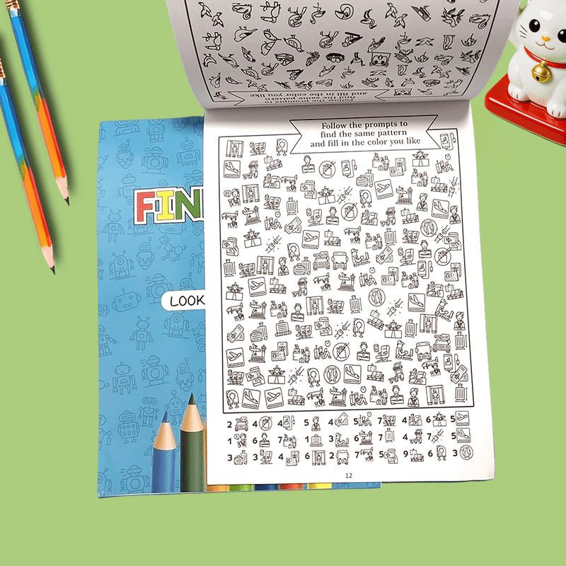 Image of 3000+ Graphics, Find Objects Book, Concentration Exercises, 32 Pages Look & Find Coloring Book, Back To School Supplies, Kids Early Learning Activity Book, Preschool Educational Coloring Book