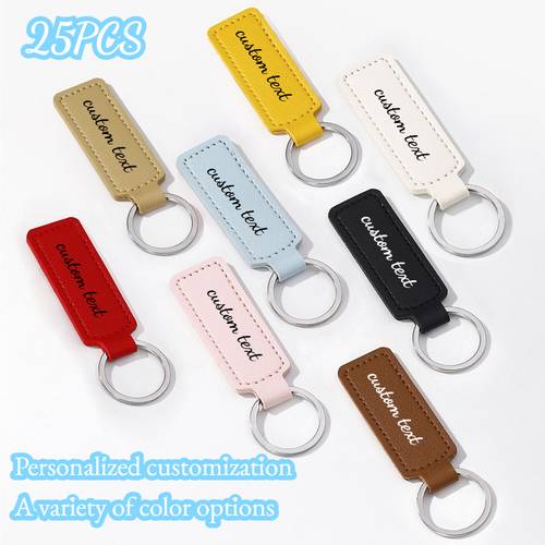 25pcs personalized custom pu bulk order custom name text logo phone email website bulk key making events weddings schools diy key rings personalized keychain services