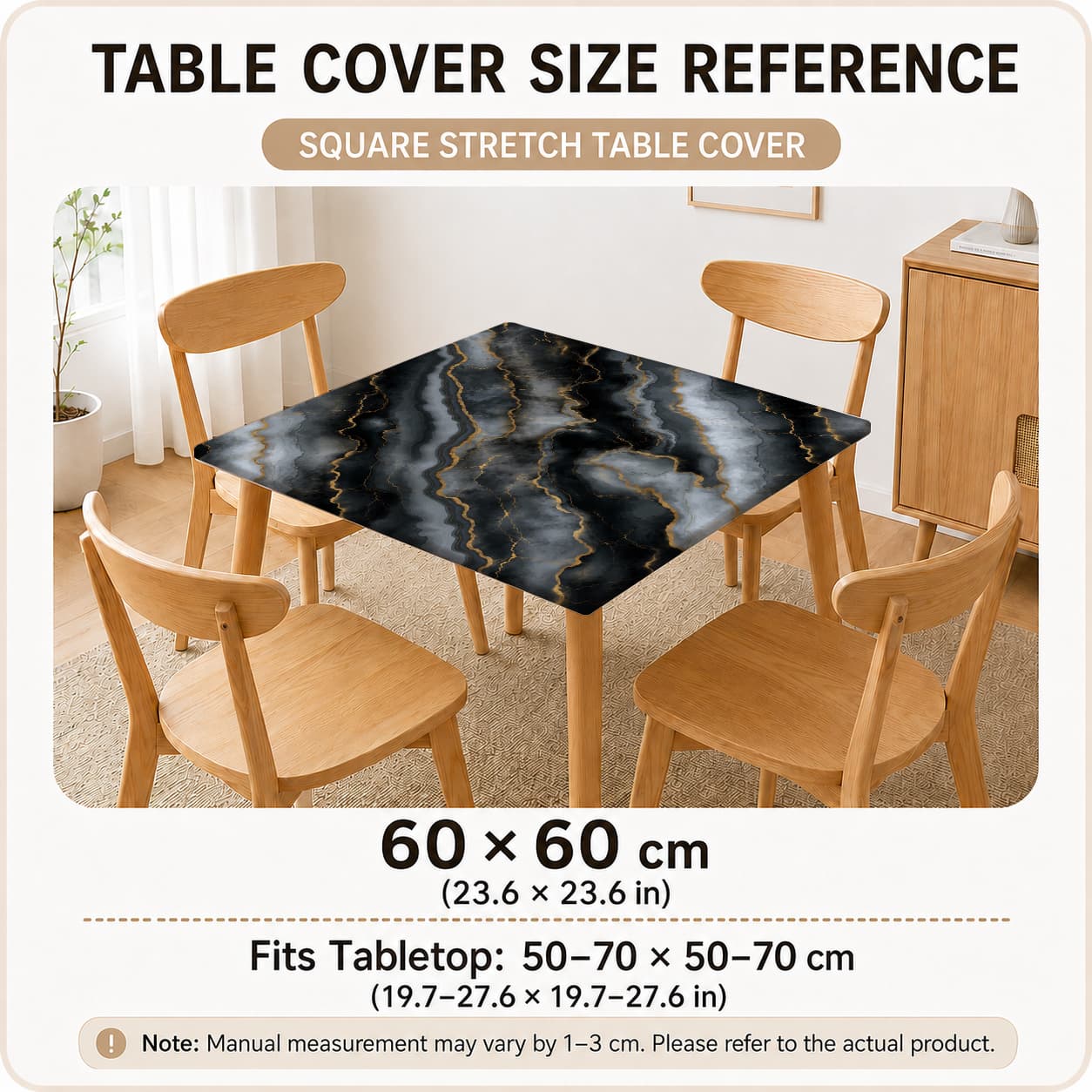 TEMU Creative Elastic Square And Rectangle Tablecloth, Marble Pattern, 2 Styles, Stretchable, Removable, Fits Indoor Dining, Outdoor Picnic, Festive