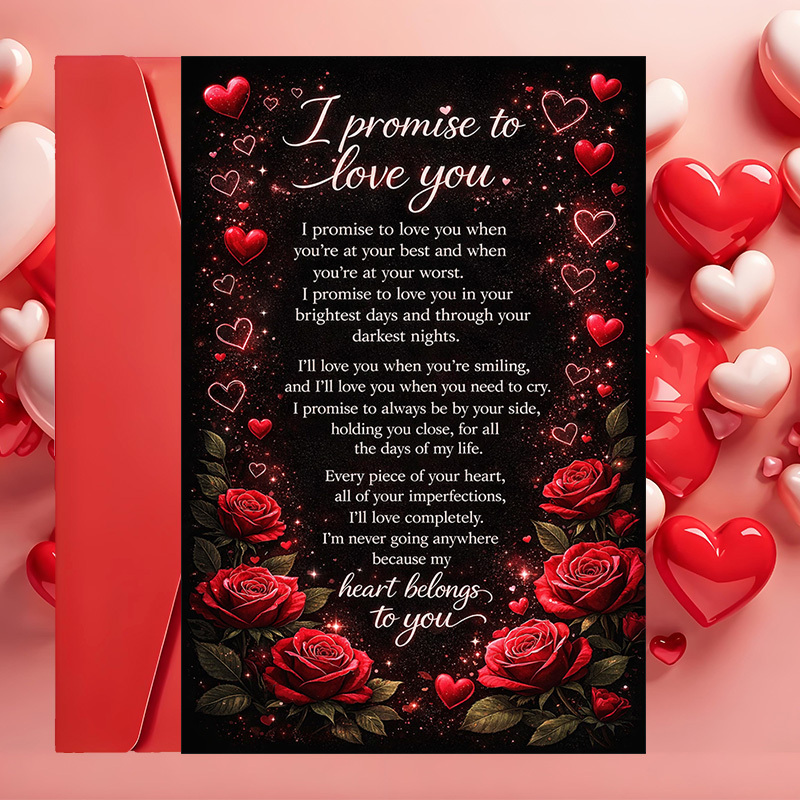 TEMU 2pcs (one Envelope And 1 Greeting Card) Romantic " To Love You" Greeting Card With Red Roses, Ideal For Anniversaries, Valentine's Day, And