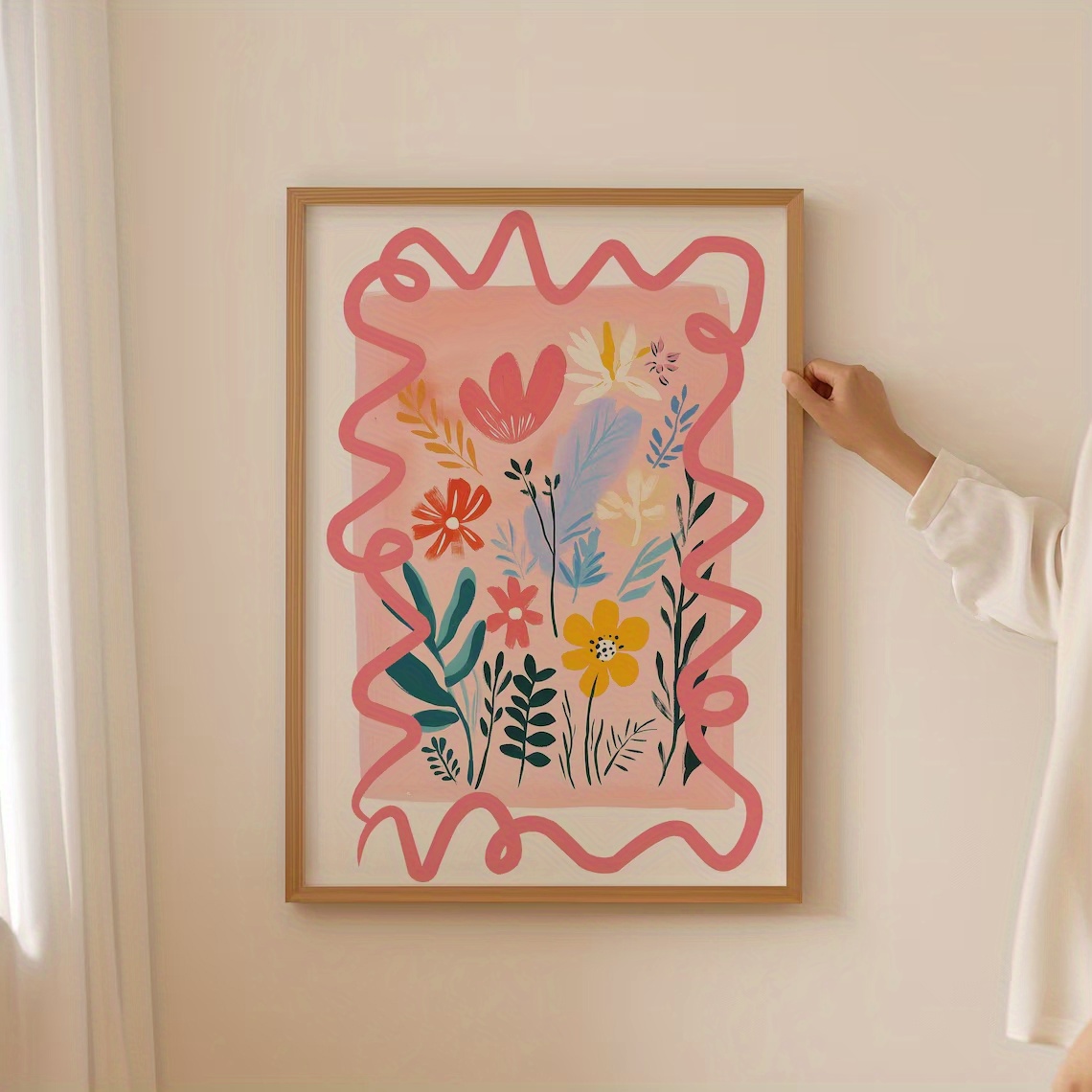 TEMU 2d Flat, 2d Flat, 1pc Wall Decor Featuring A Vintage Poster Of A Vibrant Bouquet, Stylish Botanical Canvas Artwork, Enhancing The Living Room Or
