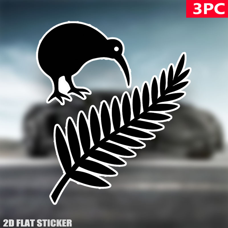 TEMU Set Of 3 Stickers Featuring A Kiwi Bird And New Zealand Fern, Suitable For Various Surfaces Like Laptops, Water Bottles, Vehicles, And More.